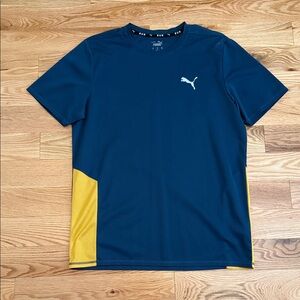 Puma Men's Blue and Yellow Short Sleeve Tee